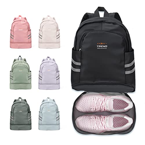 BJLFS Großer Reiserucksack für Damen, faltbarer Laptop-Reiserucksack, wasserdichter Outdoor-Sportrucksack, lässiger Schulrucksack, verstaubarer Fitness-Rucksack mit Schuhfach von BJLFS