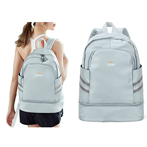 BJLFS Großer Reiserucksack für Damen, faltbarer Laptop-Reiserucksack, wasserdichter Outdoor-Sportrucksack, lässiger Schulrucksack, verstaubarer Fitness-Rucksack mit Schuhfach von BJLFS