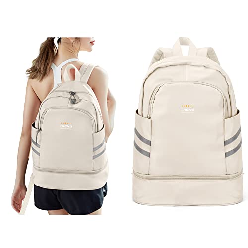 BJLFS Großer Reiserucksack für Damen, faltbarer Laptop-Reiserucksack, wasserdichter Outdoor-Sportrucksack, lässiger Schulrucksack, verstaubarer Fitness-Rucksack mit Schuhfach von BJLFS