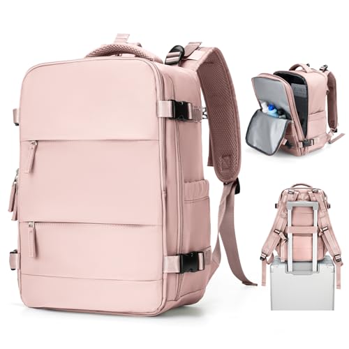 BJLFS Ryanair Handgepäck 40x20x25 Rucksack Damen Flugzeug Wasserdicht Reiserucksack Herren Tasche 14 Zoll Laptop für Weekender, Rosa von BJLFS