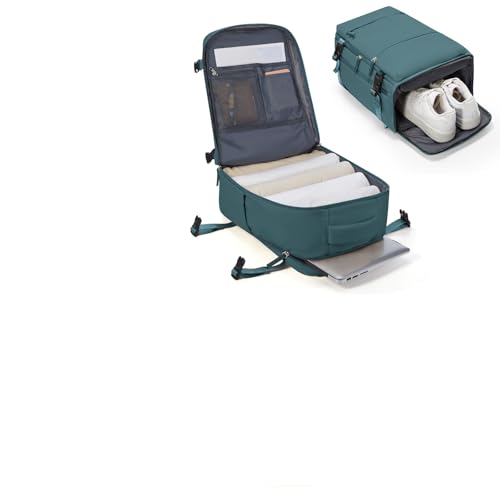 BJLFS Ryanair Handgepäck 40x20x25 Klein Reiserucksack Handgepäck Flugzeug Unter Sitz Handgepäck Tasche mit Schuhfach Handgepäck Tasche Damen Wasserdicht Rucksack für 14-Zoll-Laptop,Pfauenblau BJLFS Ryanair Handgepäck 40x20x25 Klein Reiserucksack Handgepäck Flugzeug Unter Sitz Handgepäck Tasche mit Schuhfach Handgepäck Tasche Damen Wasserdicht Rucksack für 14-Zoll-Laptop,Pfauenblau von BJLFS