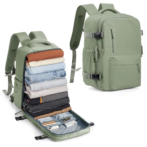 BJLFS Ryanair Handgepäck 40x30x20 Rucksack Reiserucksack Handgepäck Flugzeug 40x20x25 Eurowings Schulrucksack Teenager Wasserdicht Laptop Backpack 14 Zoll für Herren,Grün von BJLFS