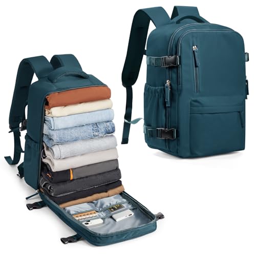 BJLFS Ryanair Handgepäck 40x30x20 Rucksack Reiserucksack Handgepäck Flugzeug 40x20x25 Eurowings Schulrucksack Teenager Wasserdicht Laptop Backpack 14 Zoll für Herren,Pfauenblau von BJLFS