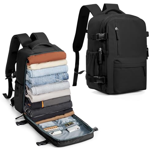 BJLFS Ryanair Handgepäck 40x30x20 Rucksack Reiserucksack Handgepäck Flugzeug 40x20x25 Eurowings Schulrucksack Teenager Wasserdicht Laptop Backpack 14 Zoll für Herren,Schwarz von BJLFS