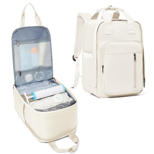 BJLFS Vakuum Rucksack 40x20x25 für Ryanair Flugzeug Reiserucksack Handgepäck Tasche Airbag mit Vakuumsystem Wasserdichter Rucksack Mit Vakuumbeutel und Pump Damen von BJLFS