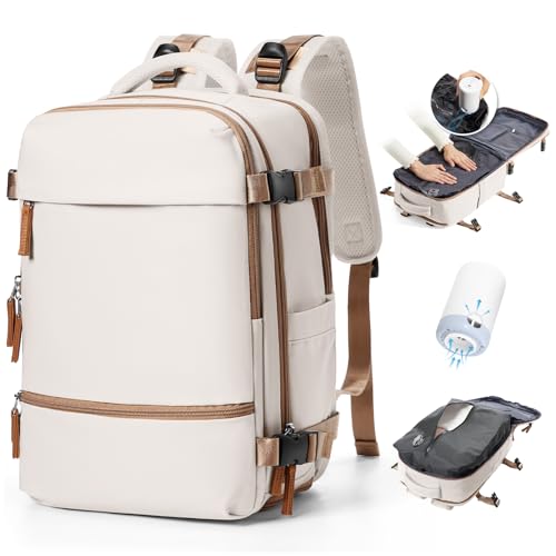 BJLFS Vakuum Rucksack 40x20x25 für Ryanair Flugzeug Reiserucksack Handgepäck Tasche Airbag mit Vakuumsystem Wasserdichter Rucksack Mit Vakuumbeutel und Pump Damen von BJLFS