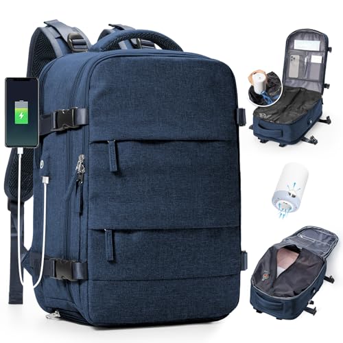 BJLFS Vakuum Rucksack 40x30x20 Ryanair Wizzair Reiserucksack Handgepäck Flugzeug 40x20x25 Rucksack mit Vakuumsystem Vakuumrucksack Easyjet 45x36x20 Damen Herren von BJLFS
