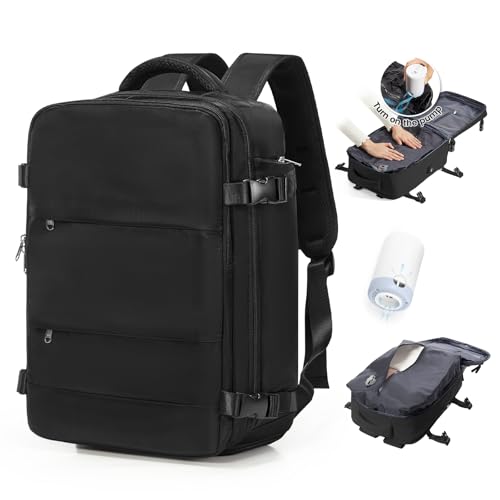 BJLFS Vakuum Rucksack 40x30x20 Ryanair Wizzair Reiserucksack Handgepäck Flugzeug 40x20x25 Rucksack mit Vakuumsystem Vakuumrucksack Easyjet 45x36x20 Damen Herren von BJLFS