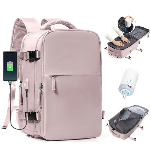 BJLFS Vakuum Rucksack 40x30x20 Ryanair Wizzair Reiserucksack Handgepäck Flugzeug 40x20x25 Rucksack mit Vakuumsystem Vakuumrucksack Easyjet 45x36x20 Damen Herren von BJLFS