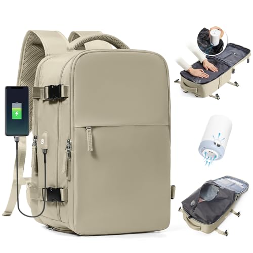 BJLFS Vakuum Rucksack 40x30x20 Ryanair Wizzair Reiserucksack Handgepäck Flugzeug 40x20x25 Rucksack mit Vakuumsystem Vakuumrucksack Easyjet 45x36x20 Damen Herren von BJLFS