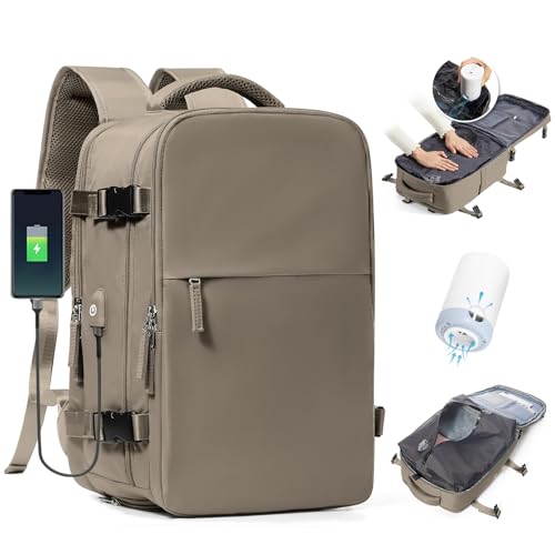 BJLFS Vakuum Rucksack 40x30x20 Ryanair Wizzair Reiserucksack Handgepäck Flugzeug 40x20x25 Rucksack mit Vakuumsystem Vakuumrucksack Easyjet 45x36x20 Damen Herren von BJLFS