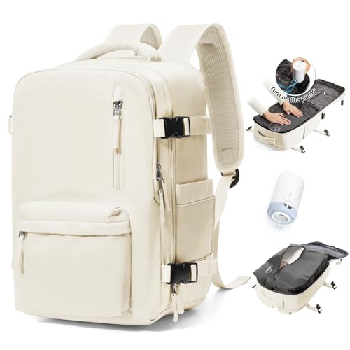 BJLFS Vakuum Rucksack 40x30x20 Ryanair Wizzair Reiserucksack Handgepäck Flugzeug 40x20x25 Rucksack mit Vakuumsystem Vakuumrucksack Easyjet 45x36x20 Damen Herren von BJLFS