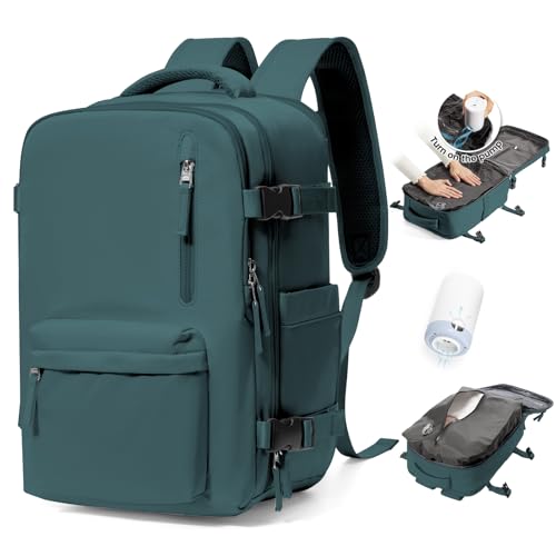 BJLFS Vakuum Rucksack Handgepäck Flugzeug Ryanair 40x20x25 Rucksack mit pumpe Airback-Handgepäck Damen Vakuum-Reiserucksack mit versiegeltem Kmpressionssystem für Reisen von BJLFS
