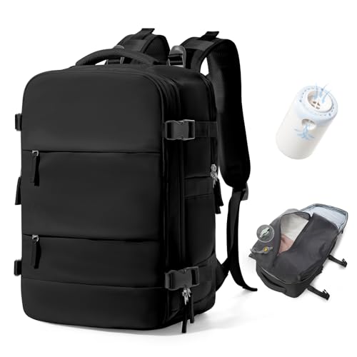 BJLFS Vakuum Rucksack Handgepäck mit Vakuumsystem Ryanair Handgepäck Reiserucksack Airbag Rucksack mit Vakuumpumpe Damen 14 zoll mit Laptopfach Carry on Luggage von BJLFS