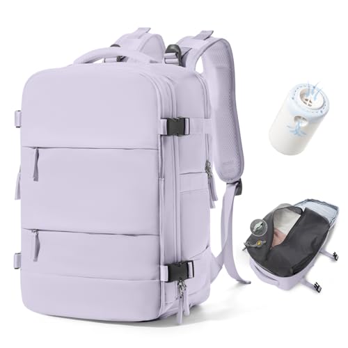 BJLFS Vakuum Rucksack Handgepäck mit Vakuumsystem Ryanair Handgepäck Reiserucksack Airbag Rucksack mit Vakuumpumpe Damen 14 zoll mit Laptopfach Carry on Luggage von BJLFS
