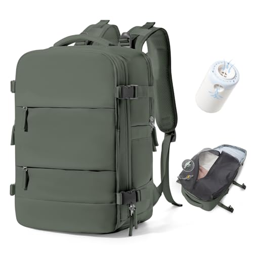 BJLFS Vakuum Rucksack Handgepäck mit Vakuumsystem Ryanair Handgepäck Reiserucksack Airbag Rucksack mit Vakuumpumpe Damen 14 zoll mit Laptopfach Carry on Luggage von BJLFS