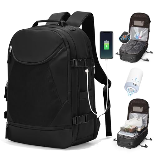 BJLFS Vakuum Rucksack Handgepäck mit Vakuumsystem Ryanair Handgepäck Reiserucksack Airbag Rucksack mit Vakuumpumpe Damen 14 zoll mit Laptopfach Carry on Luggage von BJLFS