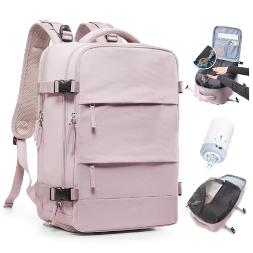 BJLFS Vakuum Rucksack Handgepäck mit Vakuumsystem Ryanair Handgepäck Reiserucksack Airbag Rucksack mit Vakuumpumpe Damen 14 zoll mit Laptopfach Carry on Luggage von BJLFS
