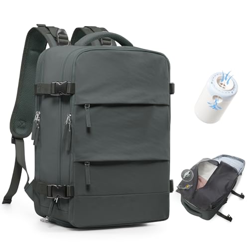 BJLFS Vakuum Rucksack Handgepäck mit Vakuumsystem Ryanair Handgepäck Reiserucksack Airbag Rucksack mit Vakuumpumpe Damen 14 zoll mit Laptopfach Carry on Luggage von BJLFS