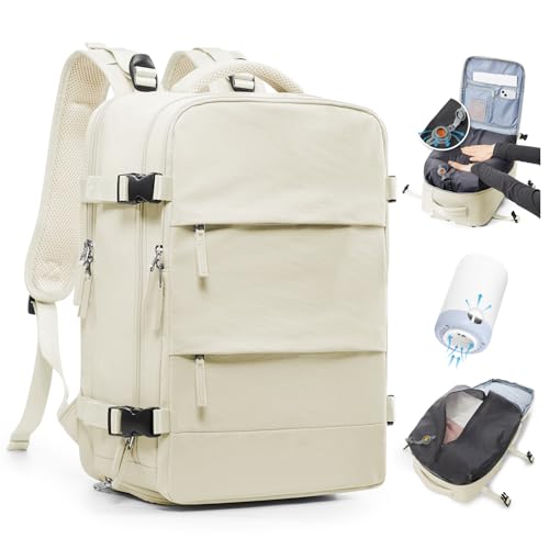 BJLFS Vakuum Rucksack Handgepäck mit Vakuumsystem Ryanair Handgepäck Reiserucksack Airbag Rucksack mit Vakuumpumpe Damen 14 zoll mit Laptopfach Carry on Luggage von BJLFS
