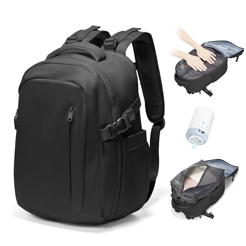 BJLFS Vakuum Rucksack Handgepäck mit Vakuumsystem Ryanair Handgepäck Reiserucksack Airbag Rucksack mit Vakuumpumpe Damen 14 zoll mit Laptopfach Carry on Luggage von BJLFS