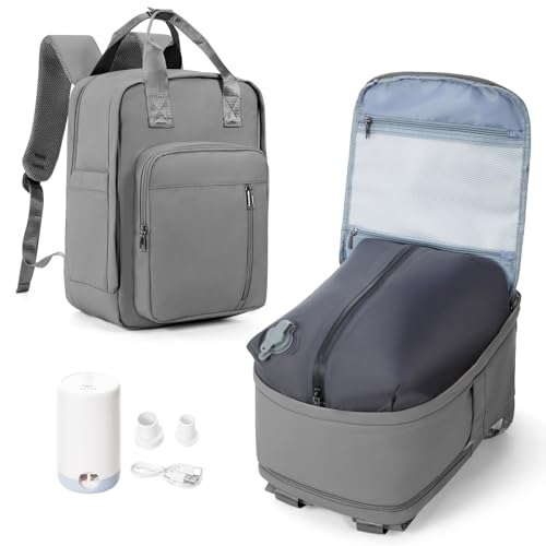 BJLFS Vakuum Rucksack Handgepäck mit Vakuumsystem Ryanair Handgepäck Reiserucksack Airbag Rucksack mit Vakuumpumpe Damen 14 zoll mit Laptopfach Carry on Luggage von BJLFS
