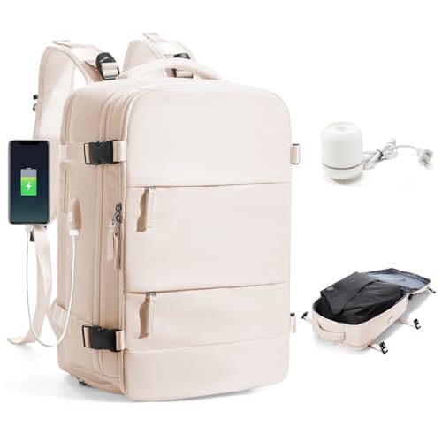 BJLFS Vakuum Rucksack Handgepäck mit Vakuumsystem Ryanair Handgepäck Reiserucksack Airbag Rucksack mit Vakuumpumpe Damen 14 zoll mit Laptopfach Carry on Luggage von BJLFS