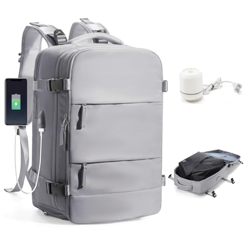 BJLFS Vakuum Rucksack Handgepäck mit Vakuumsystem Ryanair Handgepäck Reiserucksack Airbag Rucksack mit Vakuumpumpe Damen 14 zoll mit Laptopfach Carry on Luggage von BJLFS