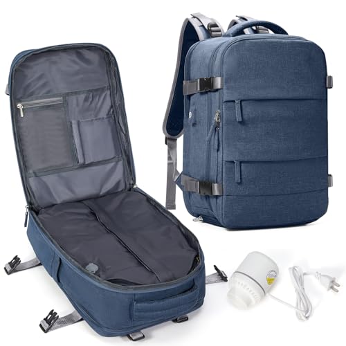 BJLFS Vakuum Rucksack Handgepäck mit Vakuumsystem Ryanair Handgepäck Reiserucksack Airbag Rucksack mit Vakuumpumpe Damen 14 zoll mit Laptopfach Carry on Luggage von BJLFS