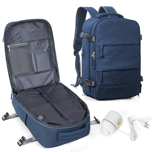 BJLFS Vakuum Rucksack Handgepäck mit Vakuumsystem Ryanair Handgepäck Reiserucksack Airbag Rucksack mit Vakuumpumpe Damen 14 zoll mit Laptopfach Carry on Luggage von BJLFS
