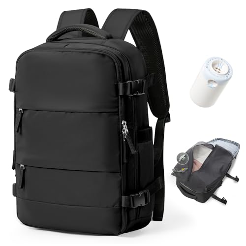 BJLFS Vakuum Rucksack Handgepäck mit Vakuumsystem Ryanair Handgepäck Reiserucksack Airbag Rucksack mit Vakuumpumpe Damen 14 zoll mit Laptopfach Carry on Luggage von BJLFS