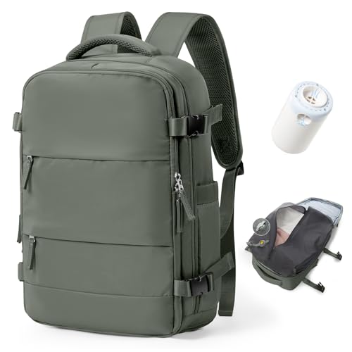 BJLFS Vakuum Rucksack Handgepäck mit Vakuumsystem Ryanair Handgepäck Reiserucksack Airbag Rucksack mit Vakuumpumpe Damen 14 zoll mit Laptopfach Carry on Luggage von BJLFS
