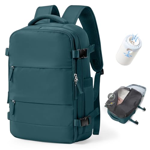 BJLFS Vakuum Rucksack Handgepäck mit Vakuumsystem Ryanair Handgepäck Reiserucksack Airbag Rucksack mit Vakuumpumpe Damen 14 zoll mit Laptopfach Carry on Luggage von BJLFS