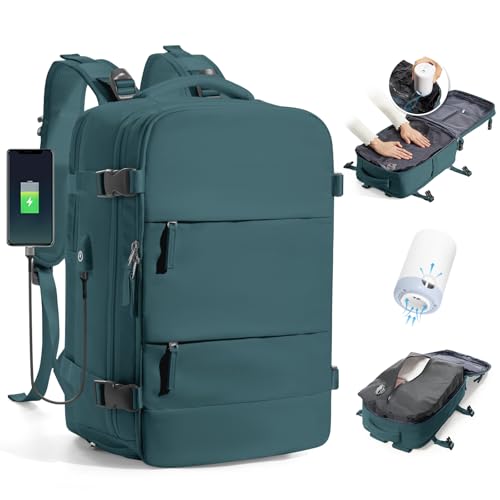 BJLFS Vakuum Rucksack Handgepäck mit Vakuumsystem Ryanair Handgepäck Reiserucksack Airbag Rucksack mit Vakuumpumpe Damen 14 zoll mit Laptopfach Carry on Luggage von BJLFS