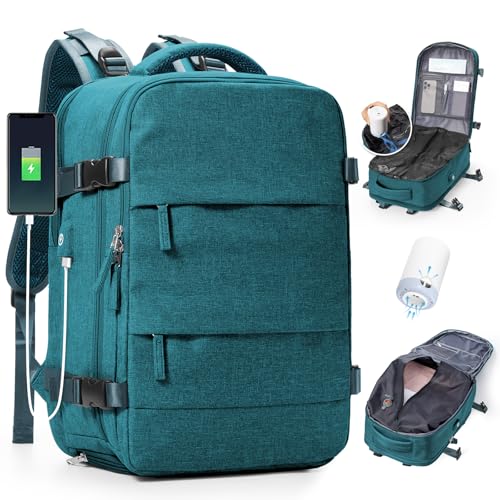 BJLFS Vakuum Rucksack 40x30x20 Ryanair Wizzair Reiserucksack Handgepäck Flugzeug 40x20x25 Rucksack mit Vakuumsystem Vakuumrucksack Easyjet 45x36x20 Damen Herren von BJLFS