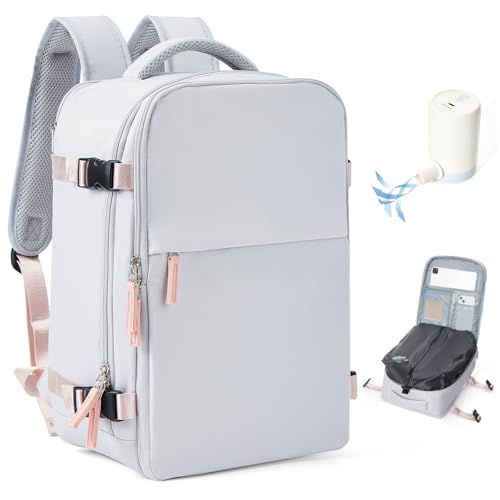 BJLFS Vakuum Rucksack 40x30x20 Ryanair Wizzair Reiserucksack Handgepäck Flugzeug 40x20x25 Rucksack mit Vakuumsystem Vakuumrucksack Easyjet 45x36x20 Damen Herren von BJLFS