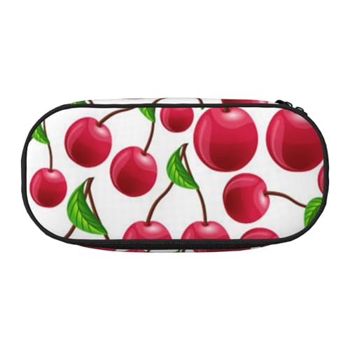 Federmäppchen für Kinder, lustiges Federmäppchen für Mädchen, großes Federmäppchen mit Reißverschluss, tragbares Federmäppchen für Schule, Lehrer, Schreibwaren, Schwarz und Weiß, Rot Kirschen von BJNGHKLN
