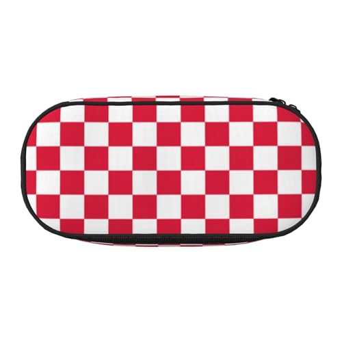 Federmäppchen für Kinder, lustiges Federmäppchen für Mädchen, großes Federmäppchen mit Reißverschluss, tragbares Federmäppchen für Schule, Lehrer, Schreibwaren, Schwarz und Weiß, rot / weiß von BJNGHKLN