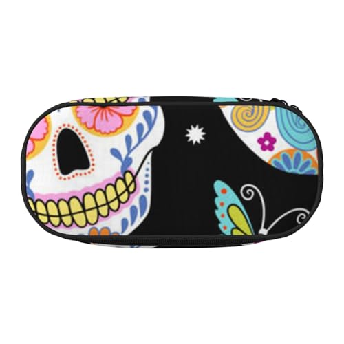 Federmäppchen mit Ananas-Malerei, für Kinder, lustiges Federmäppchen für Mädchen, großes Federmäppchen mit Reißverschluss, tragbares Federmäppchen für Schule, Sudent Teacher Schreibwaren, Sugar Skulls von BJNGHKLN