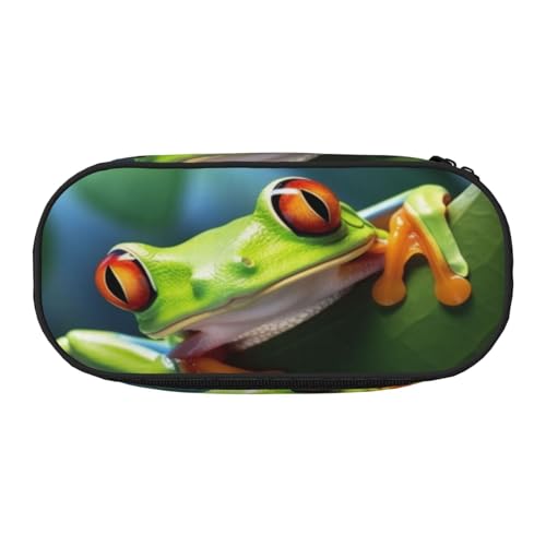 Federmäppchen mit Baumfrosch-Aufdruck für Kinder, lustiges Federmäppchen für Mädchen, großes Federmäppchen mit Reißverschluss, tragbares Federmäppchen für Schule, Sudent Teacher Schreibwaren, Schwarz von BJNGHKLN