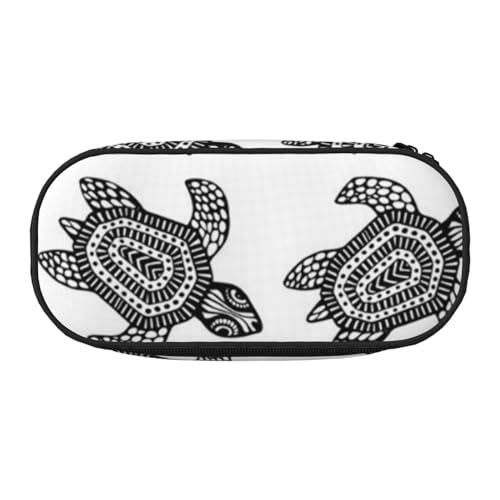 Pickleball Federmäppchen für Kinder, lustiges Federmäppchen für Mädchen, großes Federmäppchen mit Reißverschluss, tragbares Federmäppchen für Schule, Lehrer, Schreibwaren, Ethnische Schildkröte von BJNGHKLN