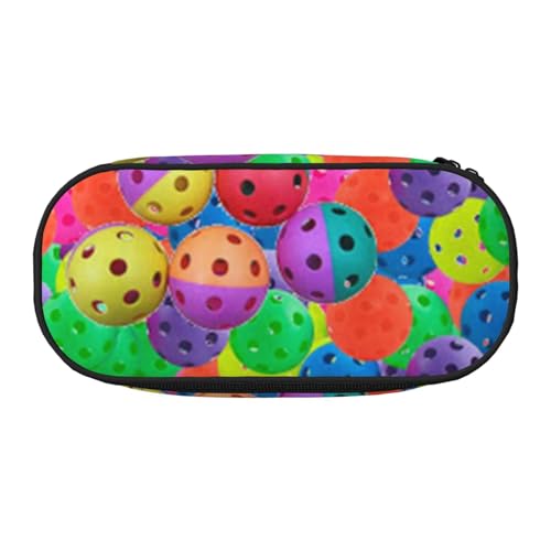 Pickleball Federmäppchen für Kinder, lustiges Federmäppchen für Mädchen, großes Federmäppchen mit Reißverschluss, tragbares Federmäppchen für Schule, Lehrer, Schreibwaren, Pickleball Bälle Farbmuster von BJNGHKLN