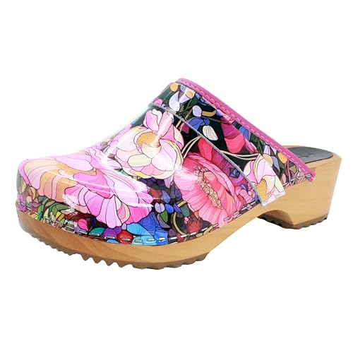 Bjork Maja Wood Open Back Leder Clogs, Isa, 9-9.5 von BJORK Swedish Comfort