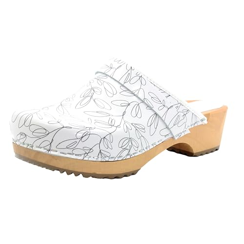 Bjork Maja Wood Open Back Leder Clogs, Schablone, 9-9.5 von BJORK Swedish Comfort