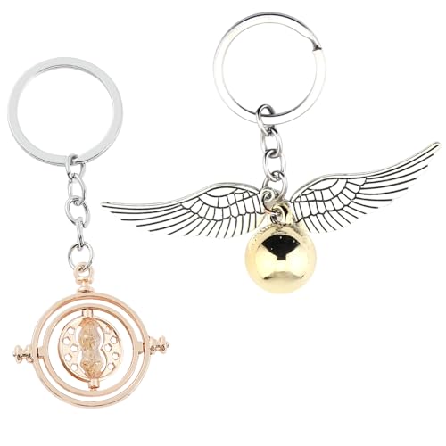 BJPERFMS Harry Schlüsselanhänger, Harry Anhänger, Schlüsselanhänger Harry, Harry Goldener Schnatz Keychain, Zeitumkehrer Schlüsselanhänger, Harry Schmuck, Harry Geschenke für Fans von BJPERFMS