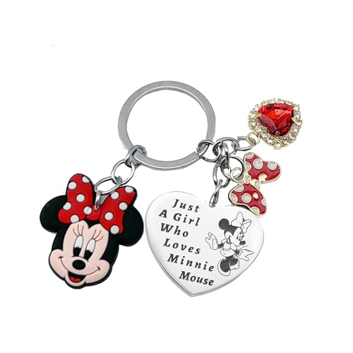 BJPERFMS Minnie Schlüsselanhänger Frauen, Mickey Schlüsselanhänger Damen, Maus Schlüsselanhänger, Minnie Anhänger, Minnie Keychain, Maus Cartoon Schlüsselanhänger, Cartoon Geschenke für Frauen von BJPERFMS