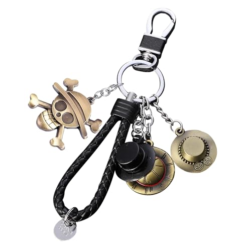 BJPERFMS One Piece Schlüsselanhänger, Anime Schlüsselanhänger One Piece, One Piece Anhänger Strohhut, One Piece Keychain, Schlüsselanhänger Charme, Schlüsselbund Accessoires, für Schultaschen von BJPERFMS