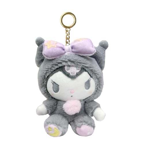 BJPERFMS Plüsch Kuromi Schlüsselanhänger, Sanrio Schlüsselanhänger, Plüsch Kuromi Anhänger, Sanrio Keychain, Kuromi Schlüsselanhänger Damen, Cartoon Schlüsselbund, Geschenke für Fans von BJPERFMS