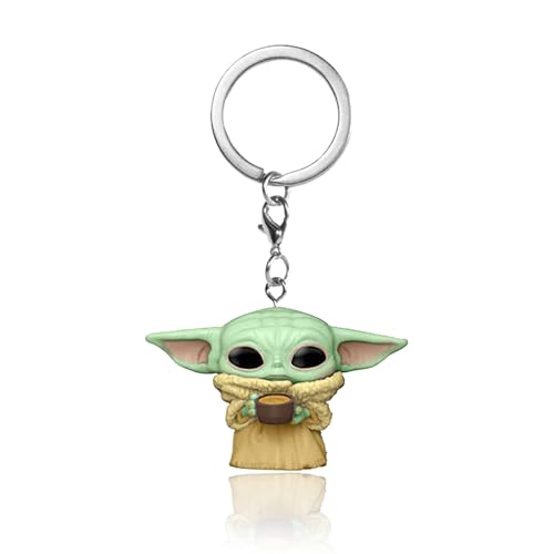 Baby Yoda schlüsselanhänger, Star Wars Schlüsselanhänger, Grogu Schlüsselanhänger, Star Wars Anhänger, Yoda Schlüsselbund, Schlüsselanhänger Anhänger Modell Puppe für Jungen und Mädchen (mit Tasse) von BJPERFMS