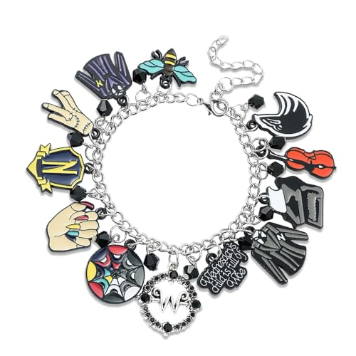 Mittwoch Armbänder, Wednesday Armband, Mittwoch Anhänger Armband, Wednesday Verstellbar Armbänder, Wednesday Schmuck, Gotisch Accessoires, Geschenk für Fans Mädchen Junge von BJPERFMS